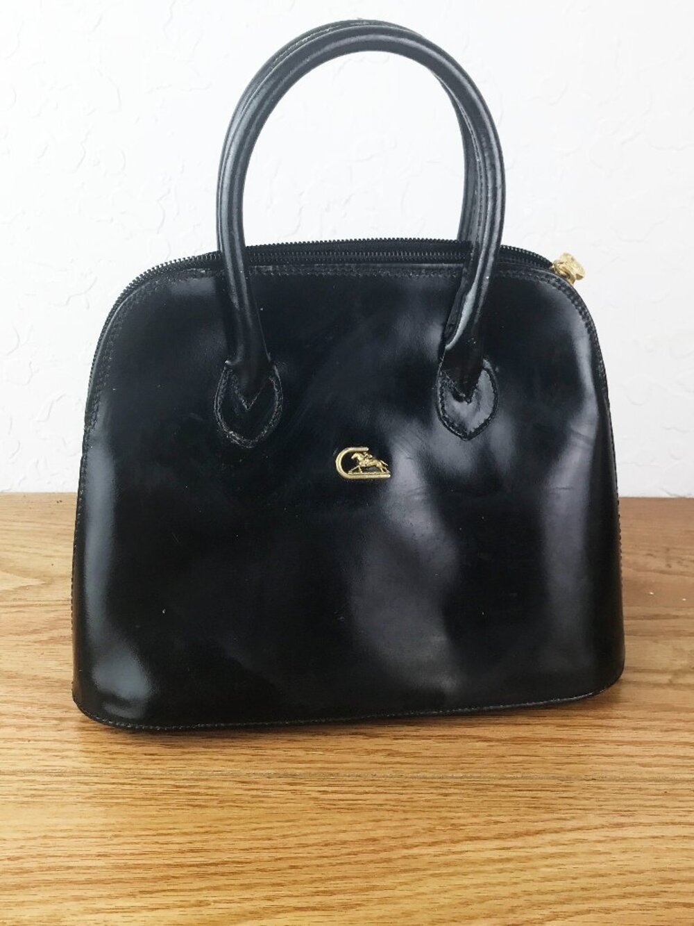 Cristian Italian Black Leather Handbag – Made in Italy, Gold Hardware, Structure